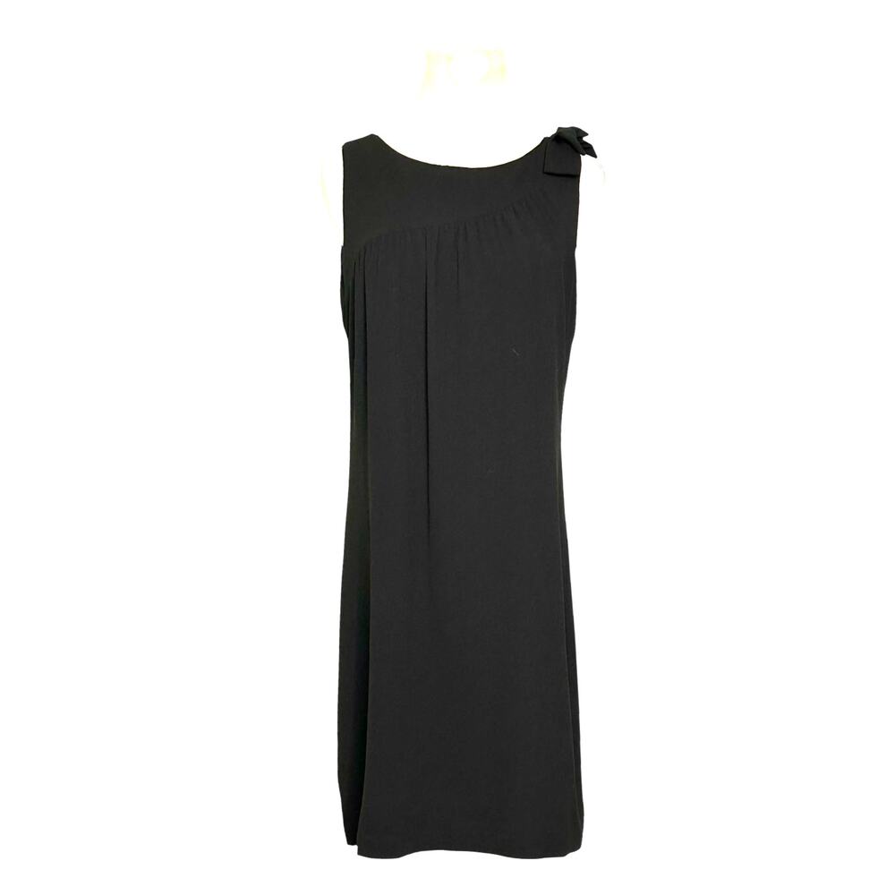 TRINA TURK black crepe shoulder bow sleeveless  dress size 2
